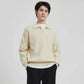 Men's Retro V-Neck Loose-Fit Polo Sweater – High-End Knitted Wool Blend