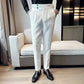 Autumn Winter Pantalones Hombre High Waist Waffle Business Casual Suit Pants for Men