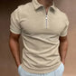 Summer New Men's Zipper Waffle Polo Shirt Short Sleeve Waffle